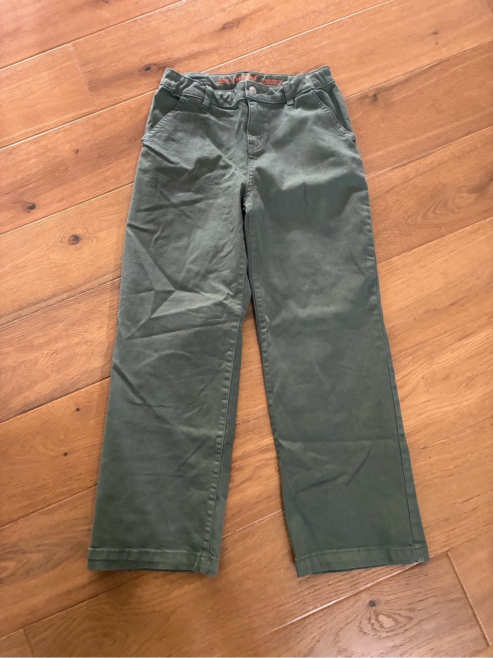 Kids Olive Green Straight-Leg Pants